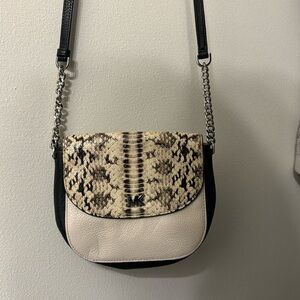 Snake print leather bag